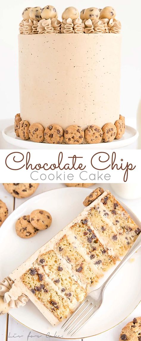 Cookie Dough Filling, Cookie Dough Cake, Chocolate Chip Cookie Cake, Chocolate Chip Cake, Cake Layers, Cookie Frosting, Chocolate Chip Cookie Dough, Cake Flavors, Vegan Cake