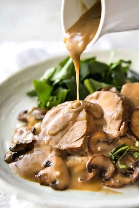 Sauce For Pork Tenderloin, Mushroom Marsala, Juicy Pork Tenderloin, Foodgawker Recipes, Cooking Pork Tenderloin, Marsala Sauce, Pork Entrees, Pork Sauce, Recipetin Eats