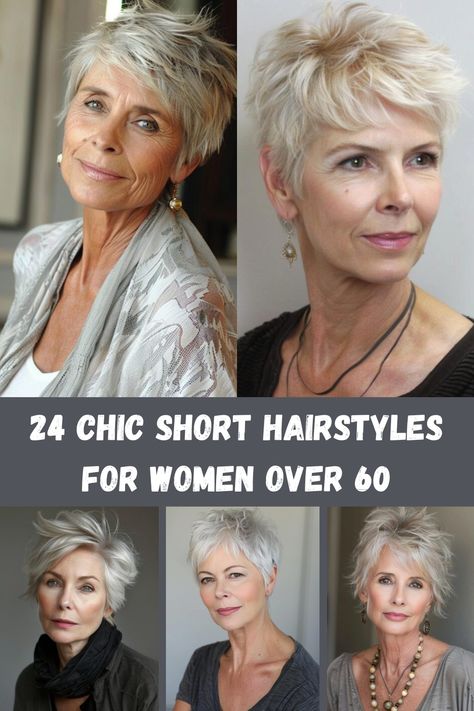 As we age, finding the right hairstyle that suits both our style and practical needs becomes essential. These 24 chic short hairstyles for women over 60 are designed to highlight your natural beauty while offering low-maintenance options. From classic pixie cuts to modern, layered bobs, each hairstyle is chosen to enhance elegance and confidence. Whether you prefer a sleek, sophisticated look or something more playful and textured, Short Hairstyle For Older Women Over 50 With Fine Hair, Over 60 Womens Hairstyles, Short Grandma Haircut, Short Senior Hairstyles, 70 Year Old Hairstyles Short Hair, Annie Potts Hairstyles, Classic Short Hairstyles For Women, Short Hairstyles For Fine Hair Over 50, Short Hairstyles Women Over 50