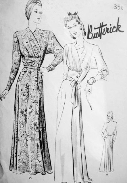 Patterned Robe, 1950s Lingerie, Hostess Gown, Fitted Corset, Blithe Spirit, Hostess Dresses, Lingerie Patterns, Retro Sewing Patterns, Fashion 1940s