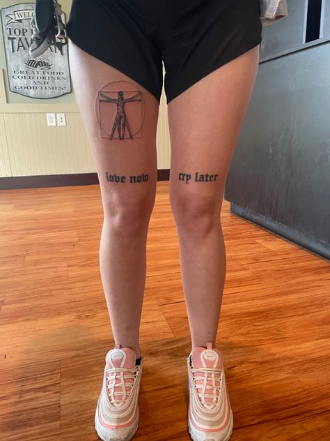 Tattoo Word Ideas, Neurodivergent Tattoo, Should I Get A Tattoo, Over The Knee Tattoo, Chloe Core, The Knee Tattoo, Tattoos 2022, Leg Tats, Word Ideas