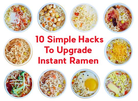 From a swirl of peanut butter to the requisite egg on top, here are 10 simple hacks to help you upgrade instant ramen. Soup Recipes Cauliflower, Ramen Upgrade, Upgrade Instant Ramen, Top Ramen Recipes, Ramen Hacks, Recipes Cauliflower, Ramen Recipes Easy, Delicious Banana Bread Recipe, Top Ramen