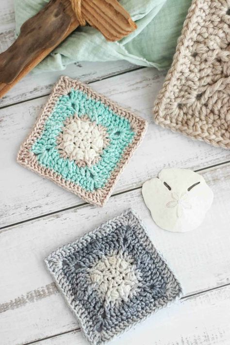 Sand dollar crochet square pattern Crochet Sand Dollar, Sand Dollar Crochet, Granny Square Beginner, Free Crochet Granny Square Patterns, Crochet Granny Square Beginner, Free Crochet Granny Square, Free Crochet Square, Crochet Square Pattern, Granny Square Patterns