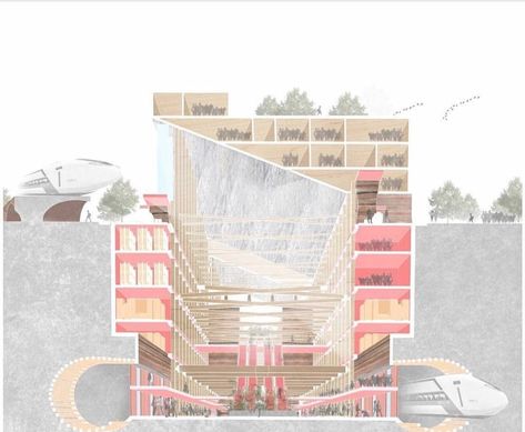 Section Drawing Architecture, Sectional Perspective, Architecture Drawing Presentation, Section Drawing, Architecture Portfolio Design, Architecture Presentation Board, Interior Design Presentation, Seven Sisters, Architecture Collage