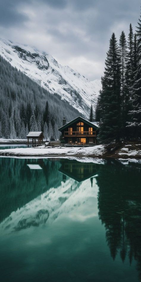 Winter Wallpaper Hd, Cozy Wallpaper, Cabin Wallpaper, Home Decor Ideas Christmas, Cozy Winter Cabin, Appeasement, Winter Lake, Lake Cabin, Nature Camping