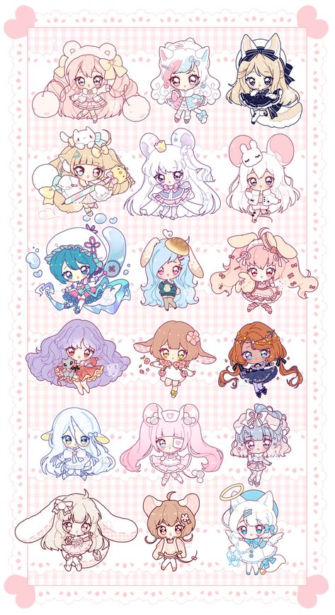 [C] Mini Chibi Commissions 01 by Squishibear on DeviantArt Funky Artstyles, Mini Chibi, Lukisan Fesyen, Mainan Diy, Horoscope Art, Chibi Girl Drawings, Anak Haiwan, Arte Do Kawaii, Haiwan Lucu