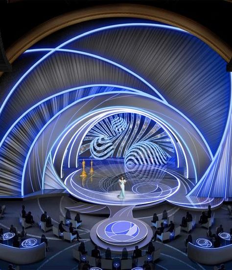 American creative director and designer David Korins has created a light-filled stage in collaboration with Swarovski for the 94th Academy Awards ceremony – the Oscars 2022 – to be held at Hollywood’s Dolby Theatre on Sunday 27 March 2022. Korins, who previously served as Wallpaper* Design Awards Judge in 2019, is no stranger to mesmerising Oscars sets, having also created a stage for the 2019 edition that focused on themes of storytelling and inclusivity.  Oscars set 2022 Based on hypnotising g Oscars 2022, Geometric Form, Dynamic Design, Into The Future, Immersive Experience, Awards Ceremony, Architectural Digest, American Design, Design Awards