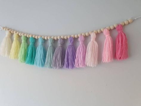 Pastel Bedroom Decor, Pastel Bunting, Wall Decor Pastel, Soft Toy Storage, Rainbow Bedroom, Rainbow Garland, Rainbow Wall Decor, Rainbow Toy, Pastel Nursery