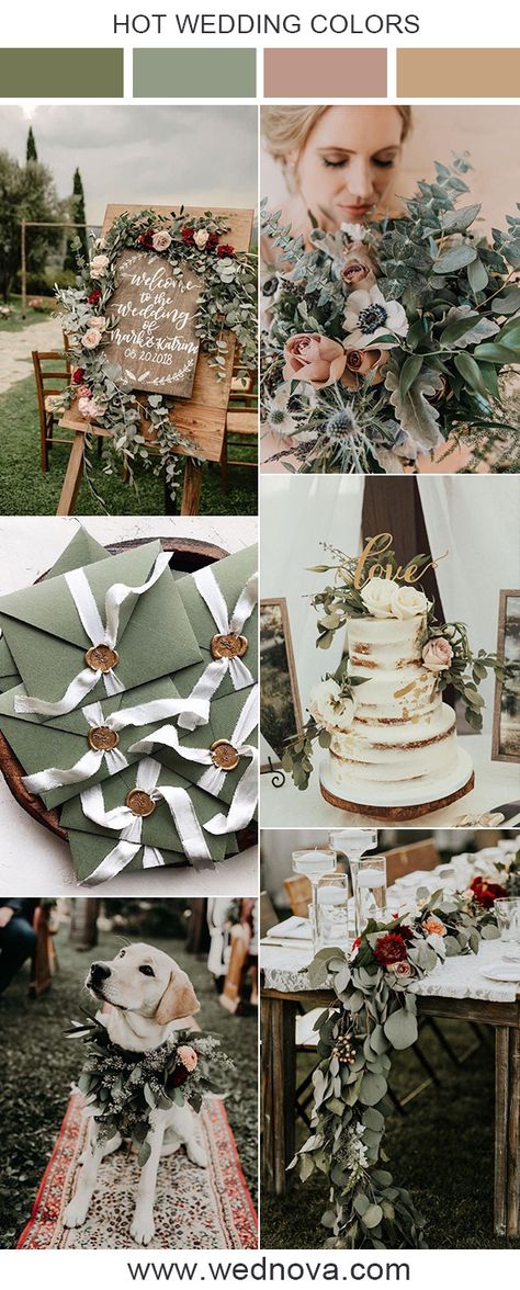 Sage Green Wedding Ideas, Sage Green Wedding Theme, Sage Wedding Colors, Green Wedding Ideas, Sage Green Wedding Colors, Wedding Color Palettes, Neutral Wedding Colors, Wedding Color Combos, Sage Green Bridesmaid Dress