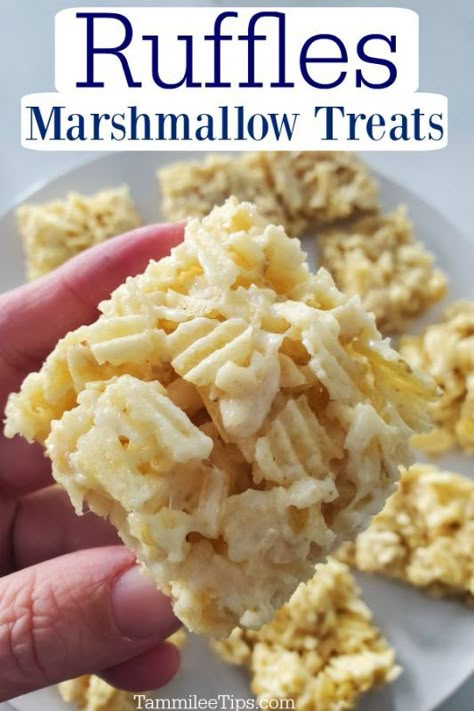 Chip Rice Krispie Treats, Ruffles Marshmallow Treats, Simple Snacks For Party 3 Ingredients, Potato Chip Treats, Treats For A Group, Rice Krispie Treats With Potato Chips, Potato Chip Krispy Treats, Potato Chip Marshmallow Treats, Potato Chip Rice Krispie Treats