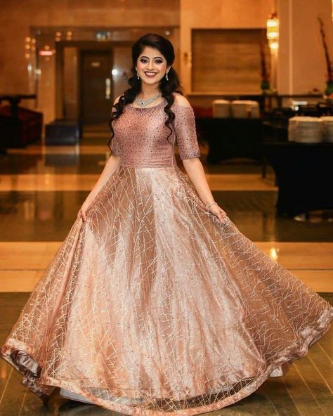 Gowns Dresses Indian Receptions, Engagement Gowns, Frocks And Gowns, Indian Wedding Gowns, Choli Dress, Gown Party Wear, Lehnga Dress, Frock Fashion, Golden Colour