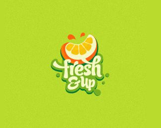 Fresh&Up logo by @mrmuctache - Logopond.com Work in progress Fresh Design Graphic, Spot Logo, Fruit Logo Design, Juice Logo, Playful Logo, Fun Logo, Fresh Logo, Fruit Logo, Desain Pantry