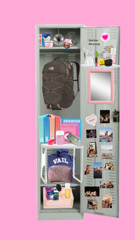 #locker #lockerinspo #dreamlocker#vibes #outfitinspo Locker Essentials, Middle School Lockers, Middle School Survival, Locker Organization, Locker Decorations, School Lockers, School Survival, Junior Year, Locker Room