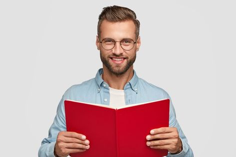 Man Holding Book, University Exam, Black Background Design, Stylish Men Wear, Happy Students, 10% Happier, Boys With Curly Hair, Man Sitting, Red Books