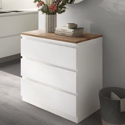 Malm Dresser, Sleeping Room, Ikea Malm, Room Design Bedroom, Wooden Tops, Boy's Bedroom, Ikea Hack, Room Set, White Oak