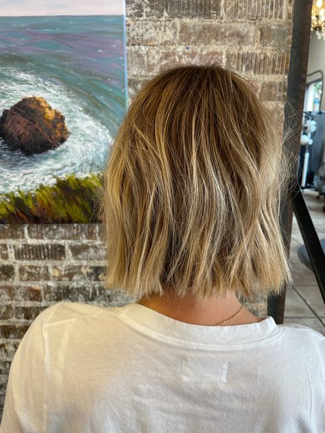 dirty blonde balayage short lob women’s haircut Blonde Highlights Lived In, Lived In Dark Blonde Hair, Loved In Blonde Bob, Sandy Blonde Bob Hair, Highlights On Short Blonde Hair, Short Lived In Hair, Dark Blonde Bob Balayage, Lived In Blonde Balayage Bob, Honey Blonde Hair On Short Hair