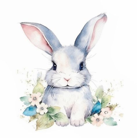 Cute Rabbit Clipart, Rabbit Clipart, Bunny Clipart, Bunny Watercolor, Spring Clipart, Fluffy Bunny, Easter Clipart, Cute Easter Bunny, Kids Drawings