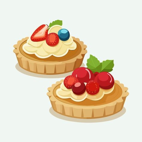 Vector cute tarts cartoon style | Premium Vector #Freepik #vector #cupcake #dessert #cake #cute-cake Cute Tarts, British Tea Party, Cake Cute, Jam Tarts, Berry Tart, British Tea, Cute Cake, Dessert Cake, Fruit Tart