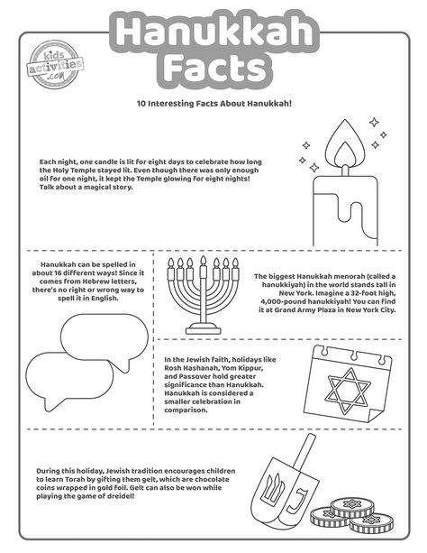 Fun Hanukkah Facts For Kids To Print and Learn Hanukkah Classroom Activities, Hanukkah Preschool Activities, Hanukkah Kids Activities, Hanukkah Activities Preschool, Hope Activities, Hanukkah Preschool, Hanukkah Activities, Hanukkah Activites, Hanukkah For Kids