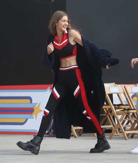 Model Gigi Hadid is seen on February 8 2017 in Los Angeles CA Zayn Gigi, Tom Hilfiger, Gigi Hadid Hot, Womens Sports Fashion, Activewear Photoshoot, High Fashion Poses, Mall Outfit, Straightening Iron, Gigi Style