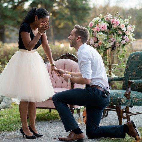 This picture-perfect proposal will give you all the feels. Racial Couples, Proposal Videos, Interracial Wedding, Interacial Couples, Pink Tulle Skirt, Mixed Couples, Volleyball Shirts, Calgary Wedding, Interracial Dating