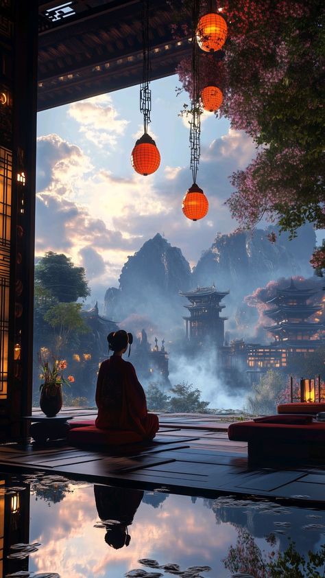 Chinese Ancient Aesthetic, Chinese Fantasy Art Landscape, China Wallpaper Aesthetic, Chinese Wallpaper Aesthetic, Chinese Fantasy Art, Unfinished Love, China Scenery, Ancient Japanese Architecture, Ancient China Aesthetic