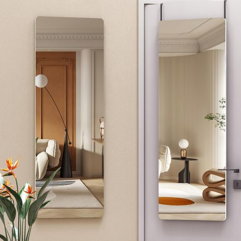 Door Hanging Mirror, Full Length Mirror On Door, Over The Door Mirror, Mirror Full Length, Full Length Mirror Wall, Full Body Mirror, Mirror Hanging, Body Mirror, Dressing Mirror