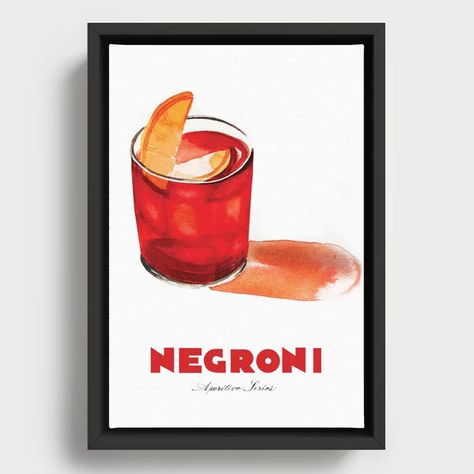 Negroni Cocktail Framed Canvas | Painting, Watercolor, Typography, Hand-lettering, Italian, Red, Italy, Cocktail, Kitchen, Kitchen-art Negroni Cocktail, Cocktail Serving, Pub Decor, Serving Trays With Handles, Canvas Easy, Negroni, Plant Holders, Framed Canvas Art, A Design