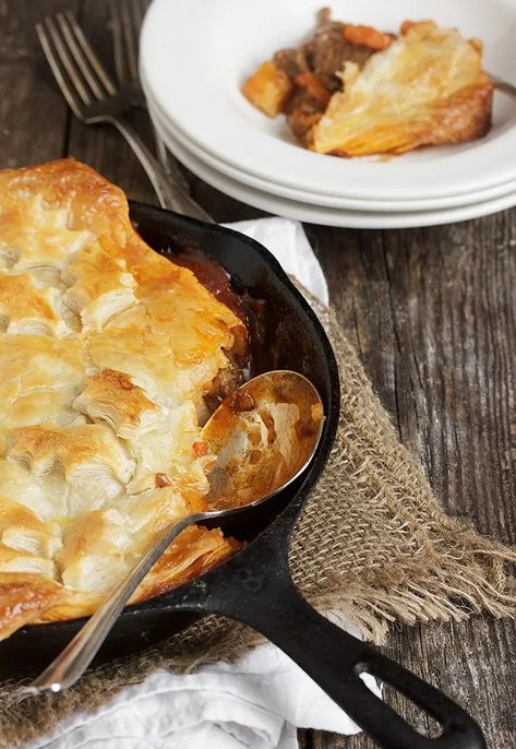 Beer-Braised Beef and Vegetable Pot Pie | Seasons and Suppers Beer Braised Beef, Vegetable Pot Pie, Beef Pot Pie, Vegetable Pot Pies, Beef Pot Pies, Vegetable Pie, Meatless Main Dishes, Lamb Stew, Cast Iron Recipes