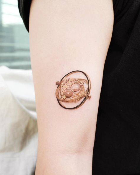 Harry Potter Tattoo Sleeve, Harry Tattoos, Hp Tattoo, Time Turner, Movie Tattoo, Harry Potter Tattoos, Harry Potter Tattoo, Cute Tattoos For Women, Instagram Time