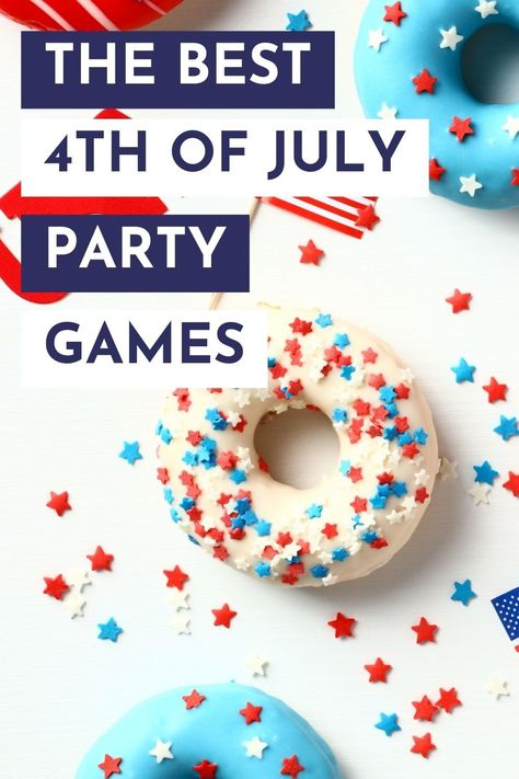 Whether you're hosting a 4th of July party at home or looking for a new and fun way to pass the time while you wait for fireworks to start, I have you covered with these 4th of July Party games for kids and adults. I've even included a few Minute to Win It games. Perfect for preschoolers, elementary school kids and even tweens, teens and adults. Fourth Of July Activities For Teens, Fourth Of July Minute To Win It Games, 4th Of July Party Games For Teens, 4th Of July Team Building, 4th Of July Party Games, 4th Of July Movement Cards, Party Games For Kids, Minute To Win, Minute To Win It Games