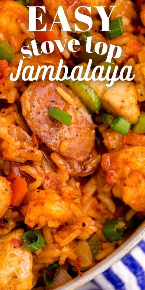 Stovetop Jambalaya, Jumbolia Recipes, Best Jambalaya Recipe, Jambalaya Recipe Easy, Cajun Dishes, Jambalaya Recipe, Cajun Cooking, Gumbo Recipe, Louisiana Recipes