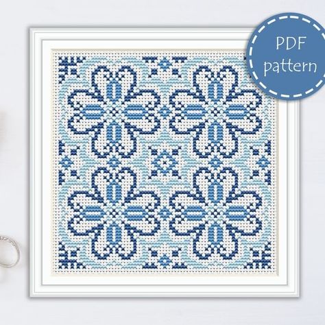 Moroccan Tile Cross Stitch, Folk Cross Stitch, Kasuti Embroidery, Cross Stitch Projects Ideas, Biscornu Cross Stitch, Floral Cross Stitch Pattern, Xstitch Patterns, Tiny Cross Stitch, Tiny Cross