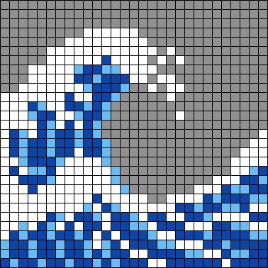 Alpha Pattern Square, Wave Alpha Pattern, Ocean Alpha Pattern, Alpha Pattern Aesthetic, Mini Alpha Pattern, Crochet Pixel Grid Patterns, Wave Pixel Art, Sea Pixel Art, Ocean Pixel Art