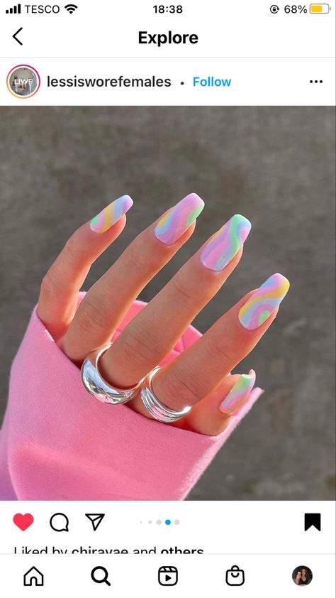 Easter Nails Designs, Summer Nails Almond, Summer Nails 2023, Wave Nails, Spring Break Nails, April Nails, Fake Nails Designs, May Nails, Broken Nails