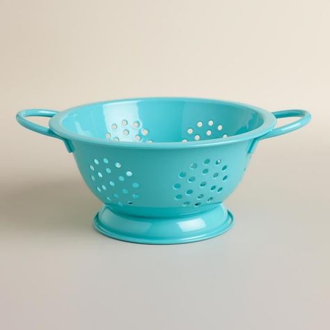 Cost Plus World Market Mini Aqua Colander Rainbow Kitchen, Lemon Zester, Turquoise Kitchen, Minimalist Baker, Cost Plus World Market, Cute Kitchen, Mixing Bowls, Pop Of Color, Home Delivery