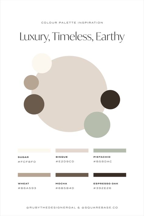 Luxury Color Palettes for Your Brand: Five Modern Color Palettes FREE for You to Use! Photography Logo Color Palettes, Luxury Earthy Interior, Neutral Website Color Palette, Modern Branding Color Palette, Luxury Colour Palette, Luxury Color Palette Branding, Cool Logo Design, Color Palette Logo, Heritage Branding