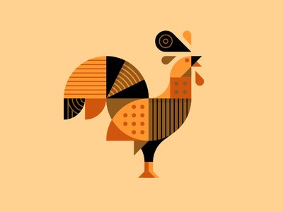 Henrik la gallina. Chicken Illustration, Chicken Painting, Geometric Shapes Art, Rooster Art, Chicken Art, Pola Sulam, Geometric Animals, Shape Art, 로고 디자인