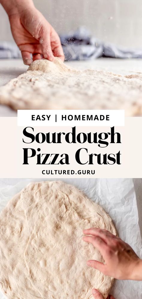 There's no better pizza than one made with a sourdough pizza crust. I think you will be surprised at how easy it is to make a quality, flavorful sourdough pizza crust! With just flour, salt, water, and a sourdough starter this crust comes together in just a few simple steps. #sourdough #pizza #vegan Sourdough Pizza Crust Recipe, Sourdough Pizza Dough, Recipe Using Sourdough Starter, Sourdough Pizza Crust, Pizza Vegan, Sourdough Starter Discard Recipe, Gluten Free Sourdough, Homemade Sourdough Bread, Bread Starter