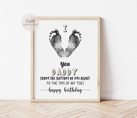 Daddy Birthday Footprint Card – AlniPrints Birthday Card From Baby To Daddy, Dad Birthday Craft, First Birthday Crafts, Footprint Poem, Happy Birthday Dad Cards, Birthday Gift For Hubby, Birthday Handprint, Men Crafts, Diy Birthday Gifts For Dad