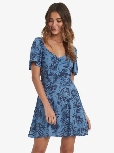 roxy, Shoulder Shimmy Short Sleeve Dress, BLUE HEAVEN LIRELY (blf6) Beach Coverups, Roxy Dress, Find Your Match, Master Bed, Viscose Dress, Nice Outfits, Dresses For Girls, Evening Outfits, Short Sleeve Dress