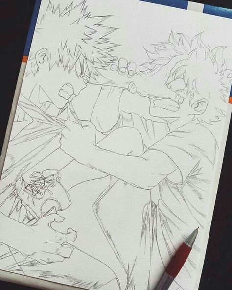 Kacchan and Deku Drawing ! Kacchan And Deku, Doodle Artwork, Sketch Pencil, 캐릭터 드로잉, Art Drawings Sketches Creative, Anime Canvas, Anime Character Drawing, Anime Drawings Boy, Book Art Drawings