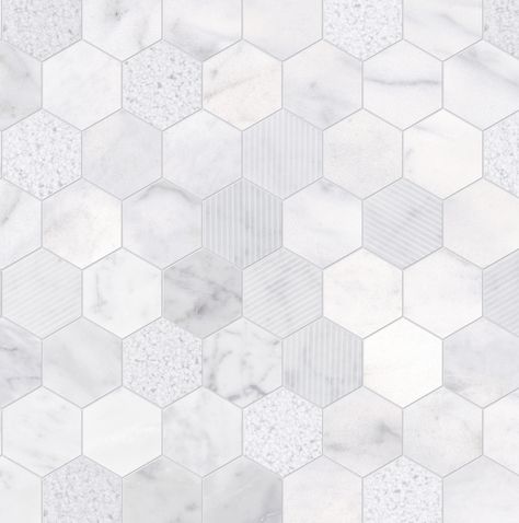 Hexagon Wall Tile, Shower Floor Tile Ideas, Tile Hexagon, Marble Bathroom Floor, Marble Tile Bathroom, White Marble Bathrooms, Hexagon Wall, Mosaic Texture, Marble Wall Tiles