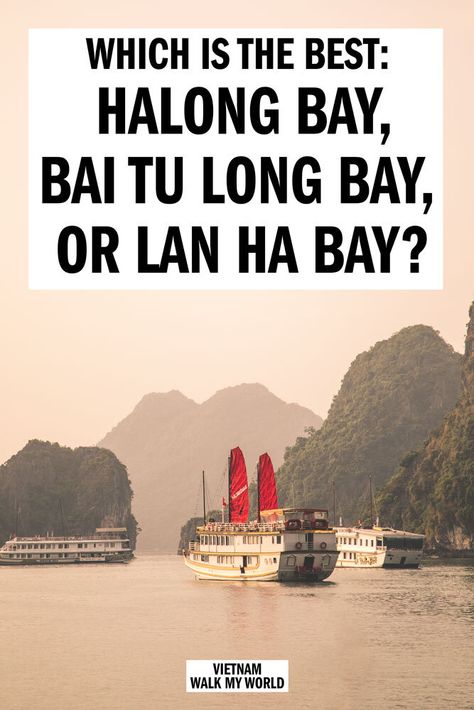 How to pick the perfect Halong Bay Cruise and alternatives at Lan Ha Bay and Bai Tu Long Bay: how they compare, our top picks and everything you need to know to enjoy this stunning area. #Vietnam #Asia #HalongBay #HalongBayCruise Halong Bay Cruise, Travelling Asia, Budget Trips, Bai Tu Long Bay, Vietnam Vacation, Travel Vietnam, Vietnam Travel Guide, Visit Vietnam, Visit Asia