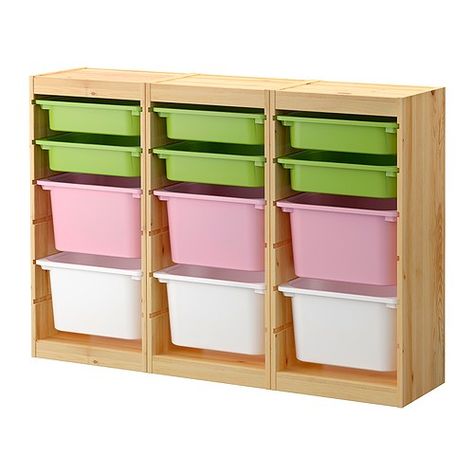 TROFAST Storage combination with boxes IKEA Several grooves allow you to place boxes/shelves where you want them. Stackable when used with a lid. Ikea Trofast Bins, Ikea Storage Furniture, Trofast Storage, Ikea Trofast Storage, Trofast Ikea, Toy Storage Shelves, Toy Storage Units, Ikea Toy Storage, Ikea Trofast