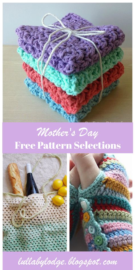 Gorgeous crochet gift ideas for Mother's Day.  Quick and easy projects great for a last minute gift.  Free crochet patterns suitable for beginners to advanced... #mothersday #mothersdaygift #crochetmothersday #crochetgift #crochetlover Mothers Day Crochet Ideas, Homemade Gifts For Mom, Crochet Gift Ideas, Tl Yarn Crafts, Ideas For Mother's Day, Gorgeous Crochet, Gift Making, Crochet Washcloth, Placemats Patterns