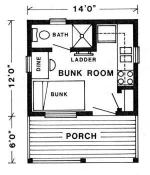 Tiny Camping House Plans | The Kenora II Cabin - Plans by TechArt Small Cabin House Plans, Small Cabin Floor Plans, Small Cabin House, Cabin Construction, Small Cabin Plans, Murphy Bed Plans, Cabin Floor, Cabin Floor Plans, Cabin House