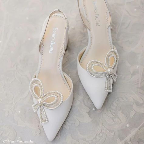 Bella Belle Shoes Bridal, Elope Dress, Heels Pearl, Bella Belle Shoes, Business Heels, Belle Shoes, Wedding Shoe Ideas, Shoes For Brides, Pearl Wedding Shoes