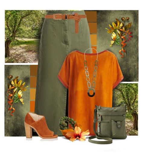 Peach And Green Outfit Ideas, Army Green And Orange Outfit, Orange And Olive Green Outfit, Olive Green And Orange Outfit, Olive Green Skirt Outfit Fall, Orange And Green Outfit, Olive Outfits, Animal Print Skirt Outfit, Army Green Outfit