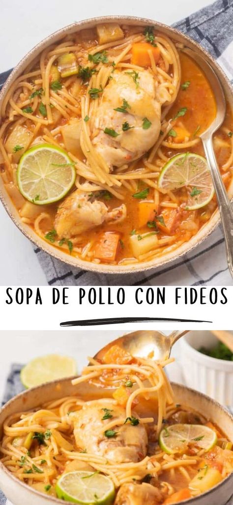 Fideo Chicken Soup, Chicken Fideo Recipe, Chicken Soup With Pasta, Fideo Soup Recipe, Chicken Breast Soup, Fideo Recipe, Caldo Recipe, Soup With Pasta, Hearty Chicken Soup